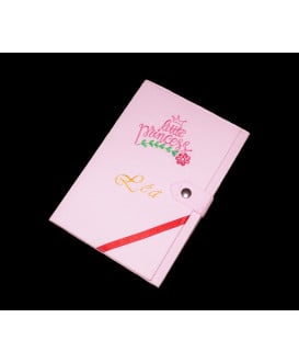 Pochette de rangement personnalisable pour carnet de santé - princesse - rose