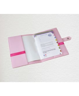 Protège carnet de santé rigide personnalisé - rose - bébé éléphant - Cadeau de naissance