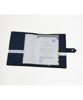 Protège carnet de santé rigide personnalisé - bleu marine - lune - Cadeau de naissance garçon