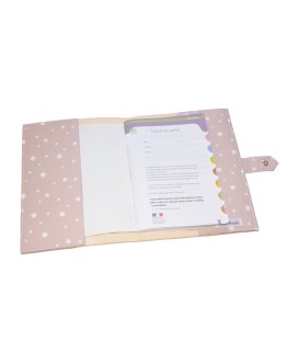 Protège carnet de santé rigide personnalisé - étoiles - Cadeau de naissance personnalisé - rose et gris