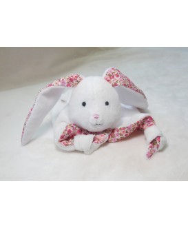 Doudou lapin - petites fleurs - rouge