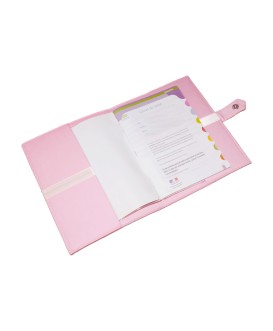 Protège carnet de santé personnalisé rigide rose - ruban blanc - Cadeau de naissance fille personnalisé