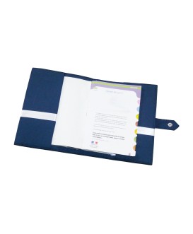 Protège carnet de santé rigide personnalisé bleu marine - couronne - cadeau de naissance garçon