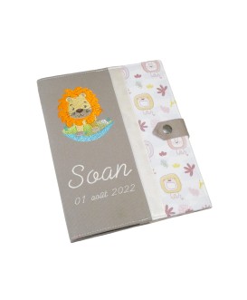 Protège carnet de santé rigide personnalisé - Thème lion - Cadeau de naissance personnalisé