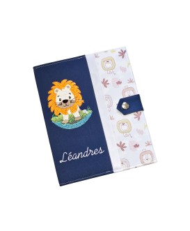 Protège carnet de santé rigide personnalisé - Thème lion - Cadeau de naissance personnalisé