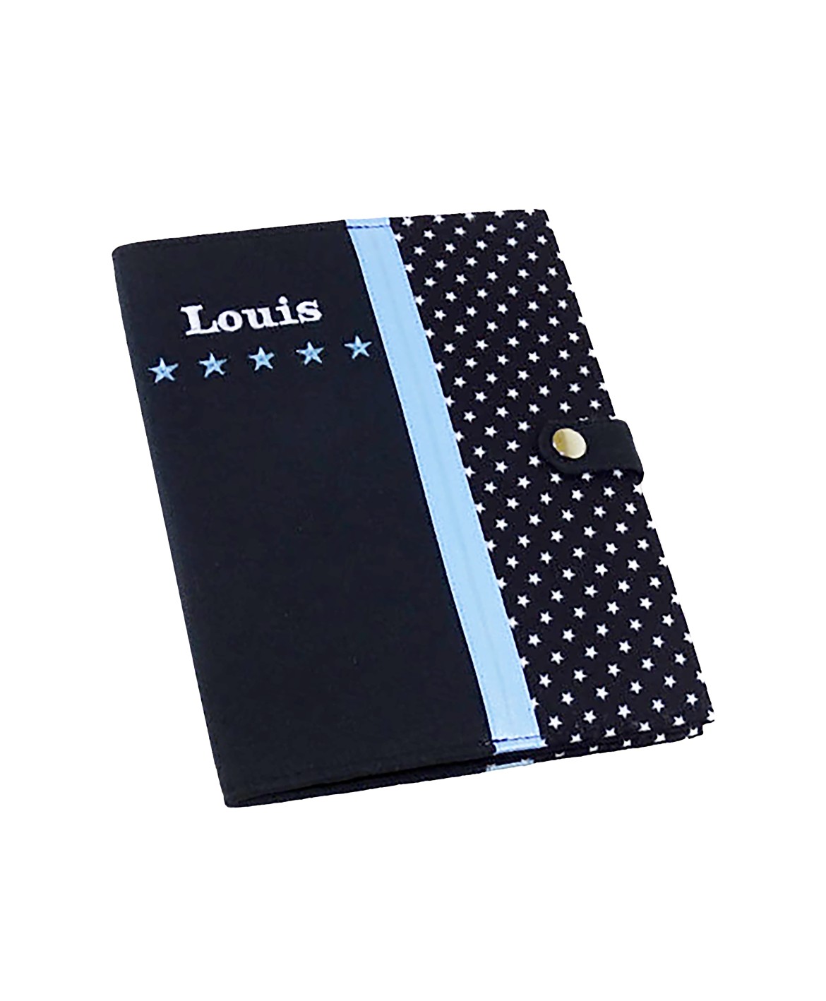 Protège carnet de santé rigide personnalisé - noir - étoiles