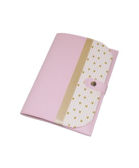 Pochette de rangement pour carnet de santé - petits coeurs roses