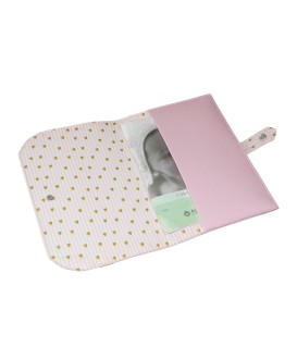 Pochette de rangement pour carnet de santé - petits coeurs roses
