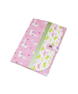 Pochette de rangement pour carnet de santé - lama rose