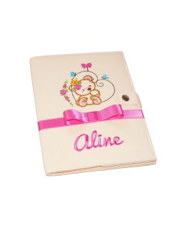 Protège carnet de santé rigide personnalisé  - fille - ourson