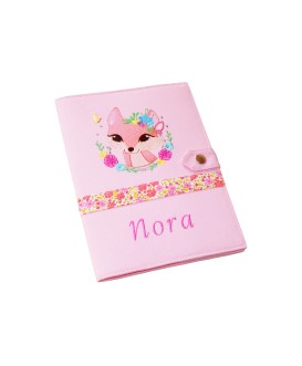 Protège carnet de santé rigide personnalisé - renard - fille