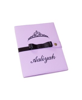 Protège carnet de santé rigide personnalisé - couronne - ruban satin - fille