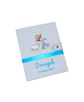 Protège carnet de santé rigide personnalisé - garçon et mouton