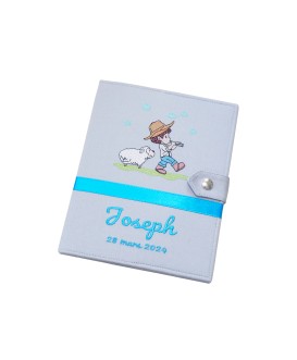 Protège carnet de santé rigide personnalisé - garçon et mouton