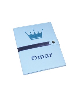 Protège carnet de santé rigide  personnalisé - couronne garçon - cadeau de naissance garçon