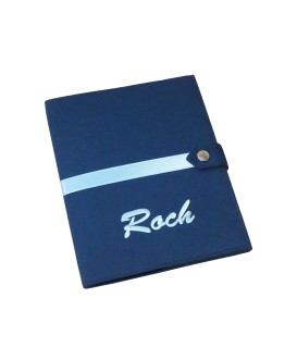 Protège carnet de santé rigide  personnalisé bleu marine - Cadeau de naissance garçon
