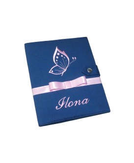 Protège carnet de santé rigide personnalisé - papillon - Cadeau de naissance fille personnalisé
