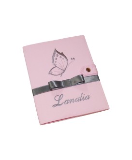 Protège carnet de santé rigide personnalisé - papillon - Cadeau de naissance fille personnalisé