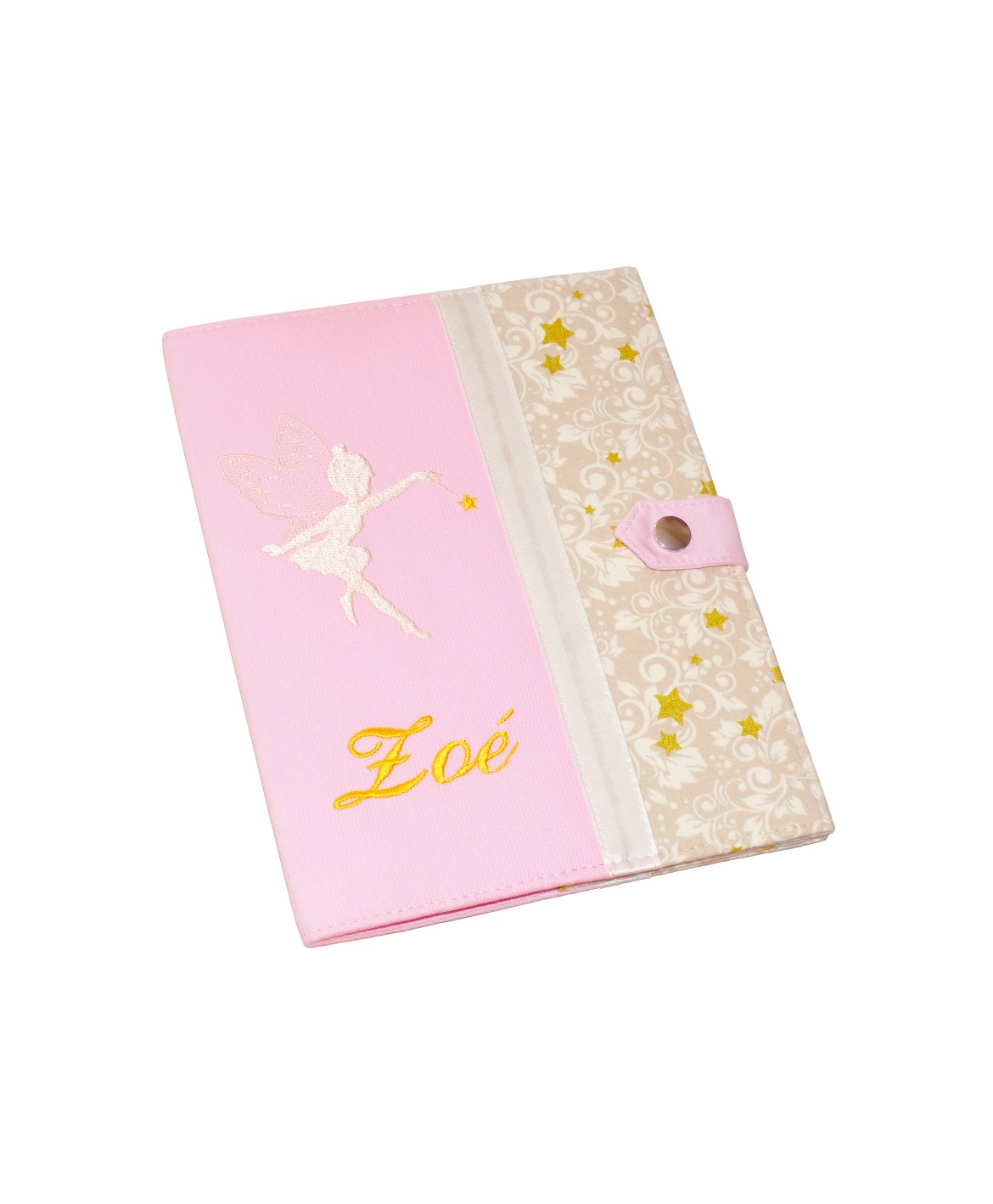 Protège carnet de santé rigide personnalisé - fée - étoiles dorées