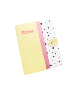 Protège carnet de santé rigide personnalisé - étoiles - Cadeau de naissance personnalisé fille