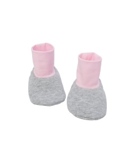 Ensemble bonnet et chaussons bébé naissance - rose et gris