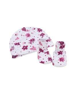 Ensemble bonnet et chaussons bébé naissance - fille