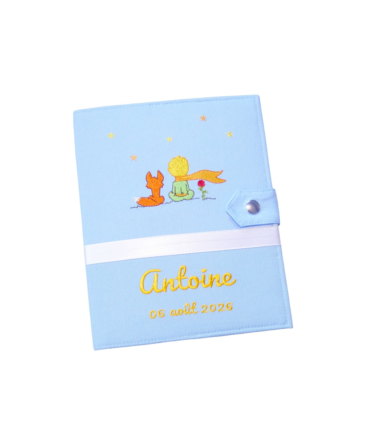 Protège carnet de santé rigide personnalisé - Petit prince - couleur bleu ciel - Cadeau de naissance garçon