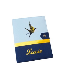 Protège carnet de santé rigide personnalisé fille - thème hirondelle