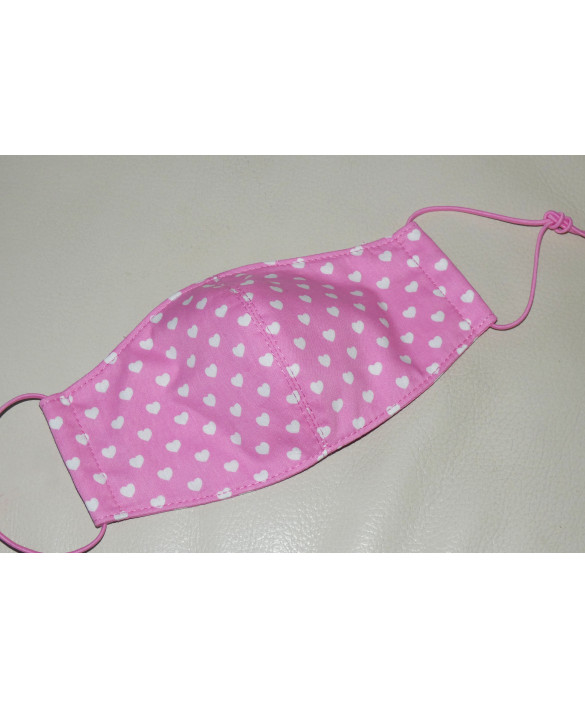 Masque en tissu pour enfant - Lavable et réutilisable - coeurs Masque en tissu pour enfant - Lavable et réutilisable - coeurs